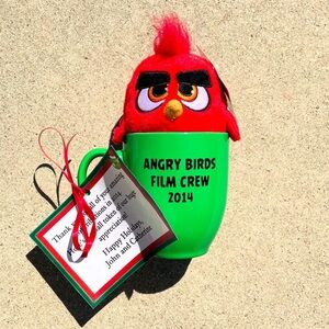 Angry Birds Movie Film Crew 2014 Production Gift Coffee Mug & Red Bird Plushie